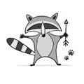 Funny Racoon character. Isolated on white. Royalty Free Stock Photo