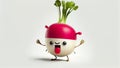 funny radish character on a white background, 3d illustration