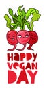Funny radish. Happy vegetarian day