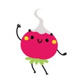 Funny Radish Vegetable Character Waving Hand with Cute Smiling Face Vector Illustration