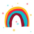 Funny rainbow for decor, cute pattern in bright thick sloppy marker rainbows, isolated design element