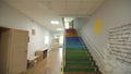 Funny rainbow staircase with digits in kindergarten hall