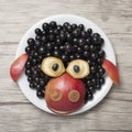 Funny ram made with currant, banana and apple Royalty Free Stock Photo