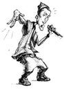 Funny rapper or mc man cartoon. Handdrawn illustration of hip-hop man Royalty Free Stock Photo