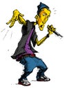 Funny rapper or mc man cartoon. Handdrawn illustration of hip-hop man Royalty Free Stock Photo