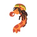 Funny Rastafarian Giraffe with Dreadlocks, Crazy African Animal Cartoon Character Vector Illustration