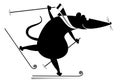Cartoon rat or mouse a skier illustration