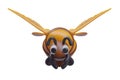 Funny realistic bee, front view. Bumblebee with comic face