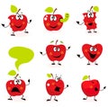 Funny red Apple fruit characters isolated on white Royalty Free Stock Photo