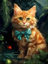 Cute pet animal christmas cat holiday