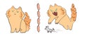 Funny red cats with different emotions. Vector cat on white background