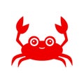 Funny red crab. Crab silhouette. Vector icon isolated