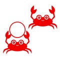 Funny red crab. Crab silhouette. Vector icon isolated on white background. Royalty Free Stock Photo