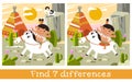 Funny Red Indian boy rides horse. Find 7 differences. Game for children. Hand drawn full color illustration. Vector flat Royalty Free Stock Photo