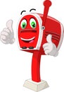 Funny Red Mailboc With Thumb Up Hands Cartoon