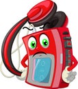 Funny Red Old Music Player With Headphone Cartoon