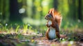 Funny red squirrel standing in the forest like Master of the Universe. AI Generative Royalty Free Stock Photo