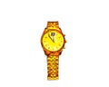 Cheerful, gold wristwatch with an arrows and a bracelet