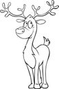 Funny reindeer - black outline illustration