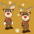 Funny reindeer xmas cartoon emotions set8