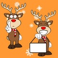 Funny reindeer xmas cartoon emotions set8