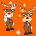 Funny reindeer xmas cartoon emotions set10