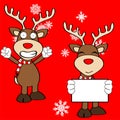Funny reindeer xmas cartoon emotions set13