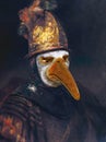 Funny Rembrandt Golden Helmet Oil Painting Spoof