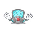 Funny respirator mask cartoon design with tongue out face