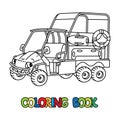 Funny resque vehicle with eyes. Car coloring book