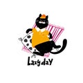 Funny resting cat vector illustration