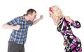 Funny retro family couple fighting and shouting at each other Royalty Free Stock Photo