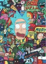 funny Rick and Morty with doodles style Royalty Free Stock Photo