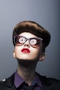 Funny Ridiculous Girl - Comic Sunglasses - Joke Royalty Free Stock Photo