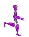 Funny robot cartoon jogging in a white background side view