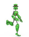 Funny robot cartoon running happy in a white background Royalty Free Stock Photo