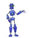 Funny robot cartoon showing in a white background