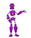 Funny robot cartoon showing in a white background