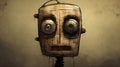 Funny Robot Face With Gris Grimly Style And Strong Facial Expression