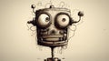Funny Robot Face: A Unique Portrait Inspired By Brian Kesinger And Joel Robison Royalty Free Stock Photo