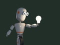 Funny robot with a glowing light bulb Royalty Free Stock Photo
