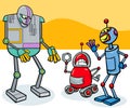 Funny robots cartoon characters group