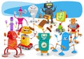 Funny robots cartoon fantasy characters group Royalty Free Stock Photo