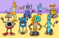 Funny robots cartoon fantasy characters group