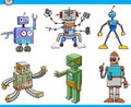 Funny robots and droids cartoon characters set Royalty Free Stock Photo