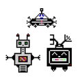 Funny robots - pixel art set