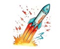 Funny Rocket Art On A White Background. Generative AI