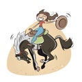 Funny rodeo cowgirl Royalty Free Stock Photo