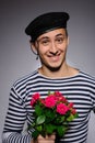 Funny romantic sailor man holding rose Royalty Free Stock Photo