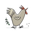 Funny Rooster character isolated on white. Icon for your design